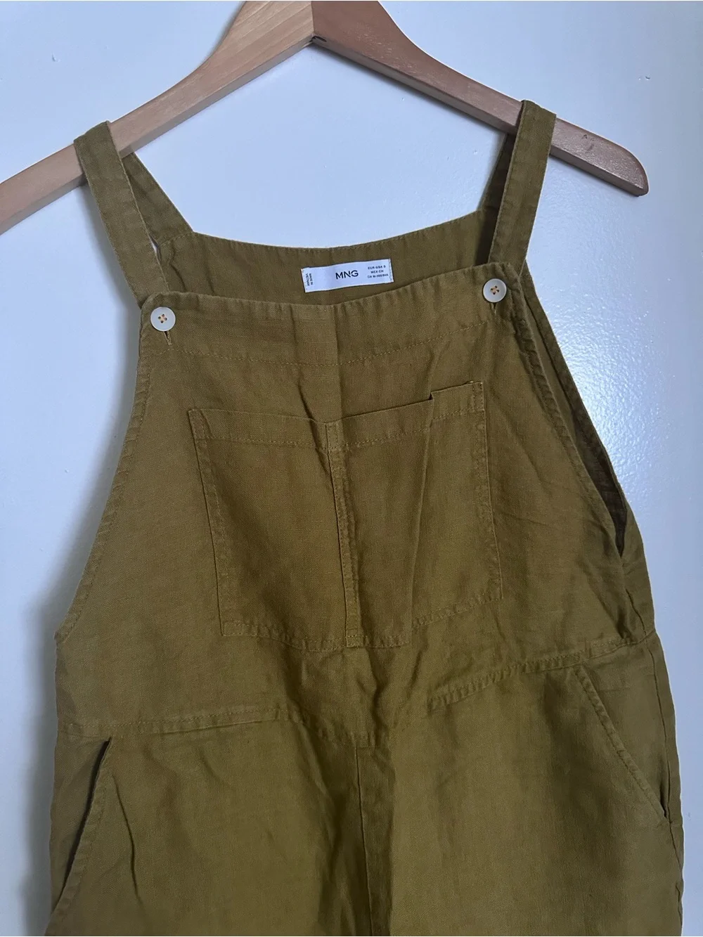 Minimalist Linen Jumpsuit Overalls Earthy Mustard